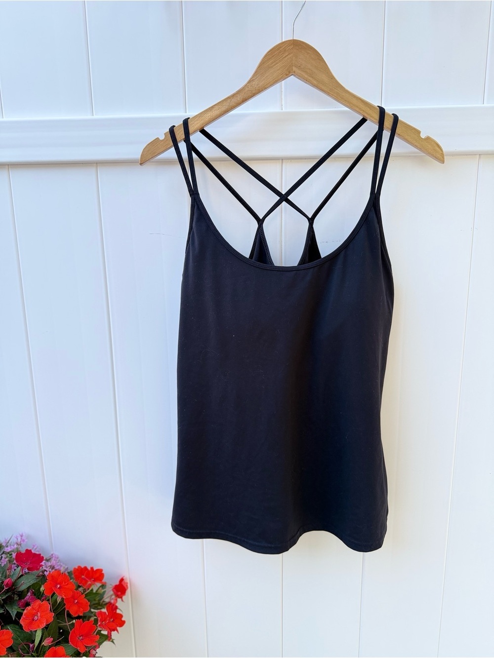 Old Navy Black Double-Strap Cami with Crisscross Back